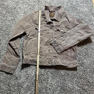 Women’s Corduroy Trucker Jacket Brown Button Front Casual Fall Winter Outerwear